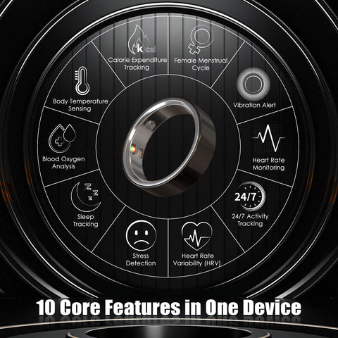 Elenva Smart Ring Sleep, Blood Oxygen, Stress & Cycle Prediction