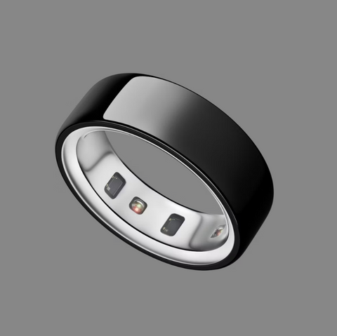 Smart Ring Health Tracker, 5ATM Waterproof, Titanium, Vibration Alerts. Tracks Blood Oxygen, Sleep, Emotion, Women Cycle. iOS/Android, Night Stealth.